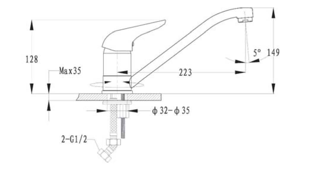 Кухонный смеситель 2124 графит GranFest  - Вид №1