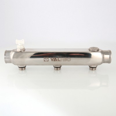 VTc.510.SS.060408 Коллектор из нержавеющей стали с межосевым расстоянием выходов 100 мм Valtec 1", 8 x 1/2"  - Вид №4