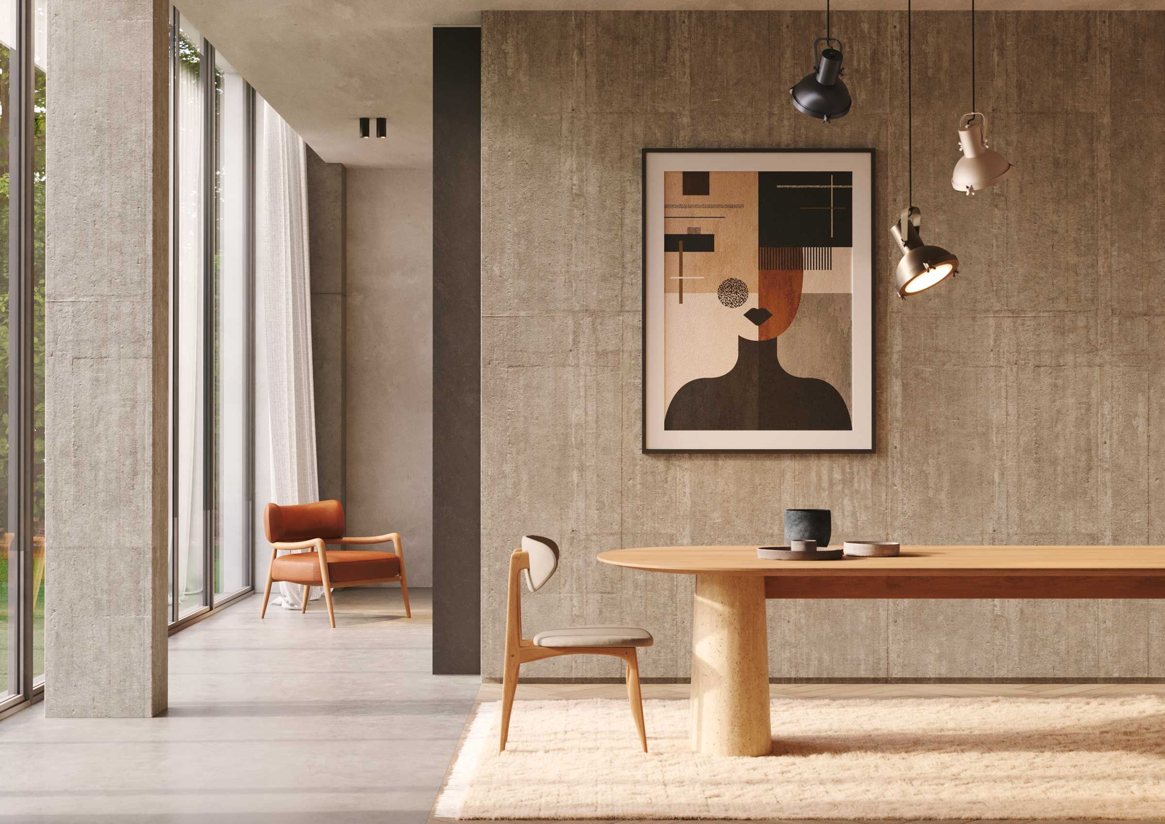 Деревянный овальный стол с травертиновым основанием Wewood Anchor ARCH-00015145 - Вид №1