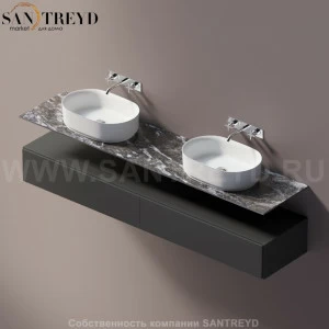 Agape ELL Подвесная столешница с возможностью установки 1-2 раковины. Размер: длина от 220 см до 240 см. Отделка: серый мрамор AELLN2MCC2224KD