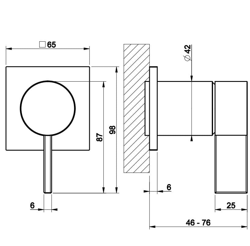 Смеситель для душа из хромированной латуни Gessi обратный ARCH-00150913 - Вид №2