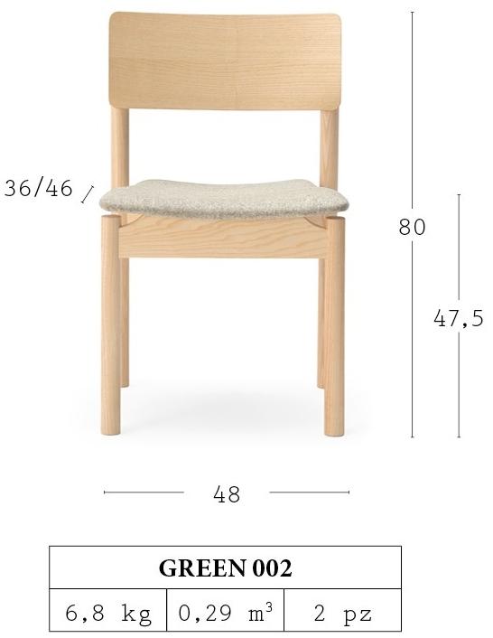 Billiani Стул ясень с обитым сиденьем Green 002 - Вид №5