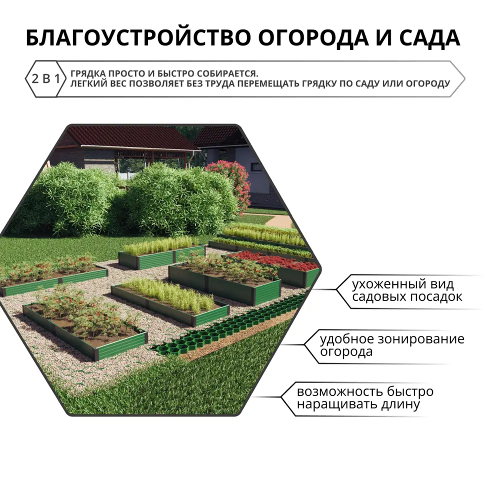 Грядка садовая Gidrolica 207x74x16 см цвет зеленый Santreyd STLM-2003591 - Вид №2