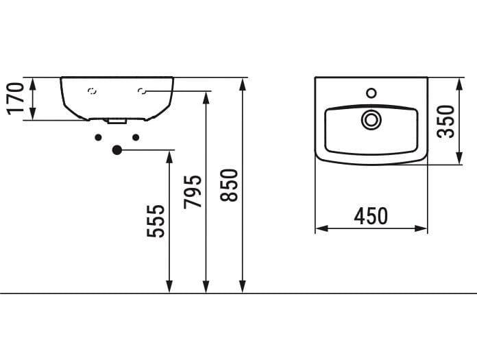 Керамическая подвесная прямоугольная раковина с переливом Ceramica Dolomite Mia ARCH-00118032 - Вид №7