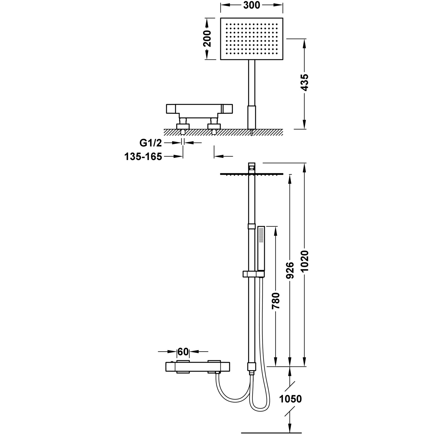 Набор настенных термостатических смесителей для душа TRESMOSTATIC с односторонним расположением -20238501 TRES Thermostatic - Вид №1