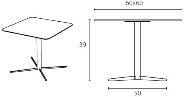 Inday Садовый стол квадратный с основанием 4 звезды X foot 917 - Вид №4