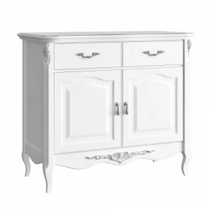 Комод с ножками и 2 ящиками 110х94 см белый с серебряной патиной Silvery Rome KREIND SILVERY ROME 00-3880059 Разноцветный;белый