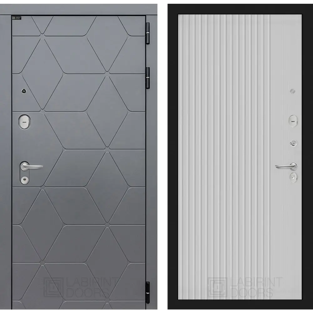 91697776 Входная дверь Labirintdoors Космо с панелью Хомс правый 205х96см цвет графит софт/белый софт рельеф STLM-0897069