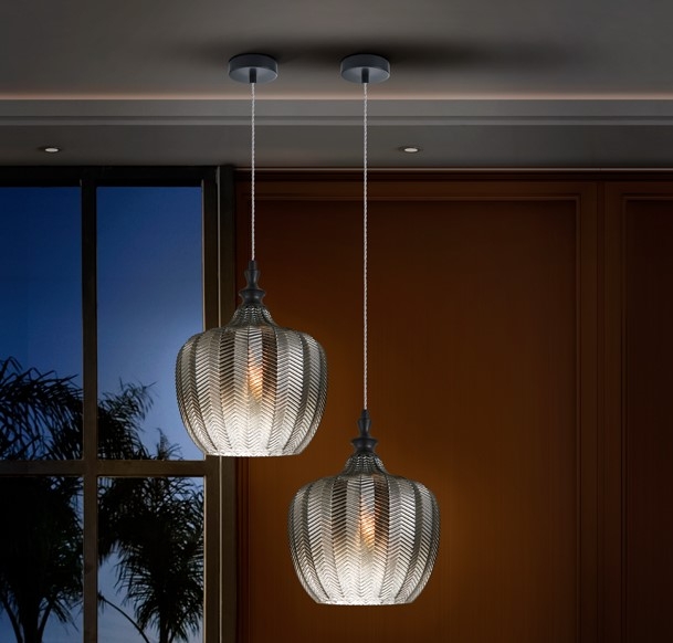 098138 Подвесной светильник дымчатый 1L 24 см Schuller Spiga