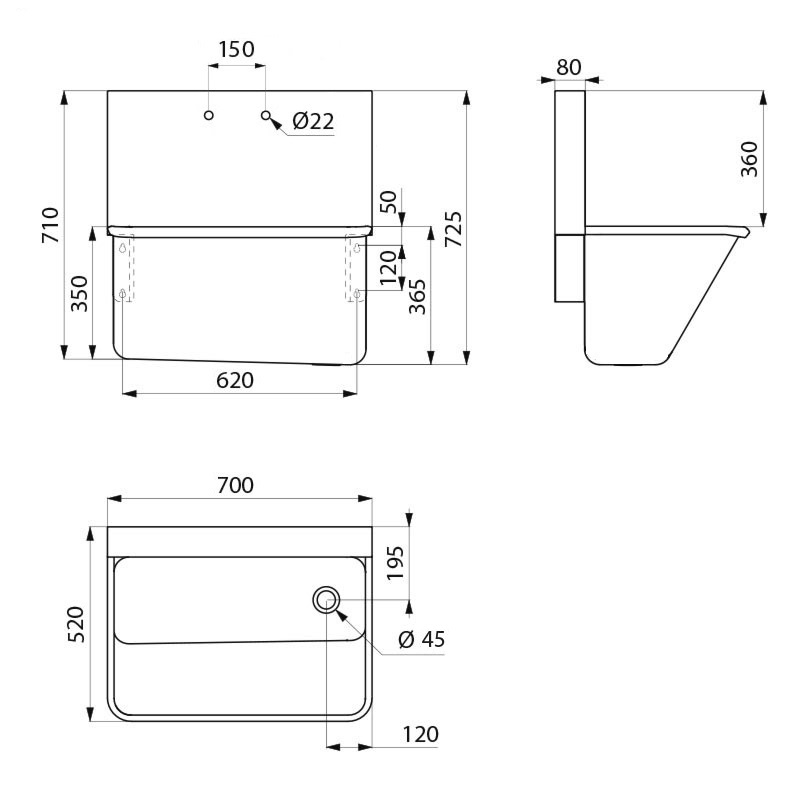 181200 Хирургический умывальник с высоким щитком DELABIE  - Вид №1