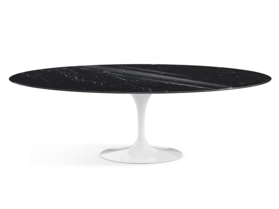 Овальный стол с мраморной столешницей и алюминиевым основанием Knoll Тюльпан ARCH-00081000