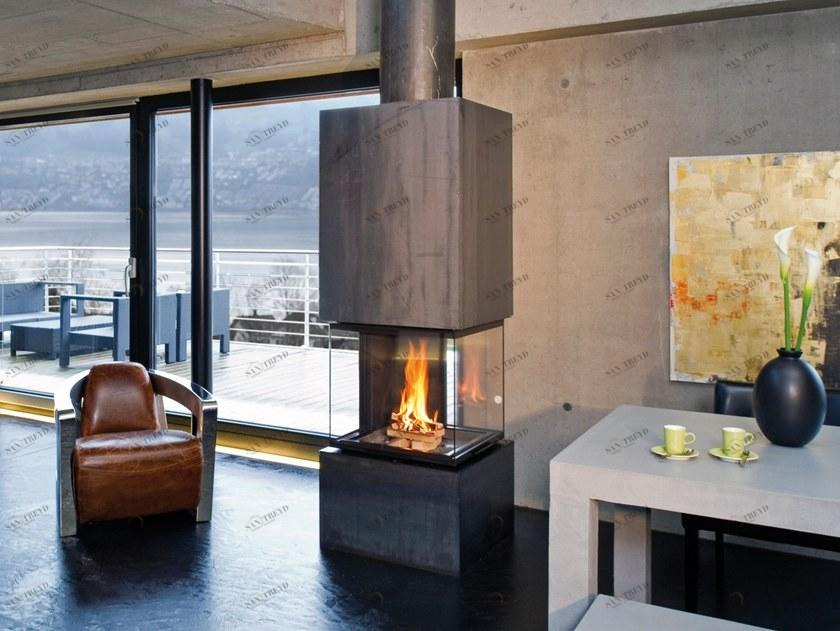 RÜEGG Дровяной стальной камин с панорамным остеклением Premium line sun-id-1497170