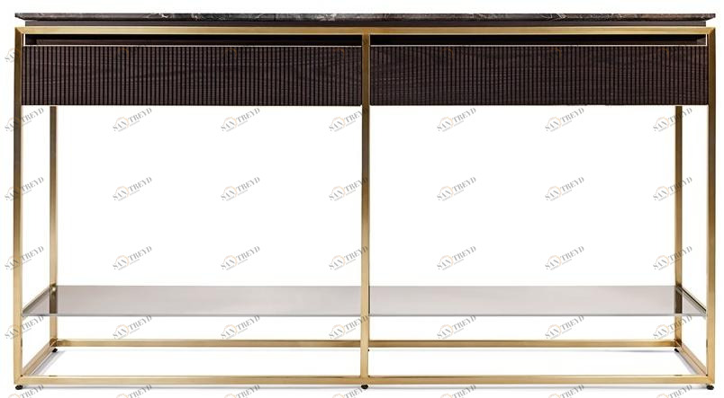 Visionnaire Прямоугольный мраморный столик-консоль с ящиками Banner sun-id-1429014