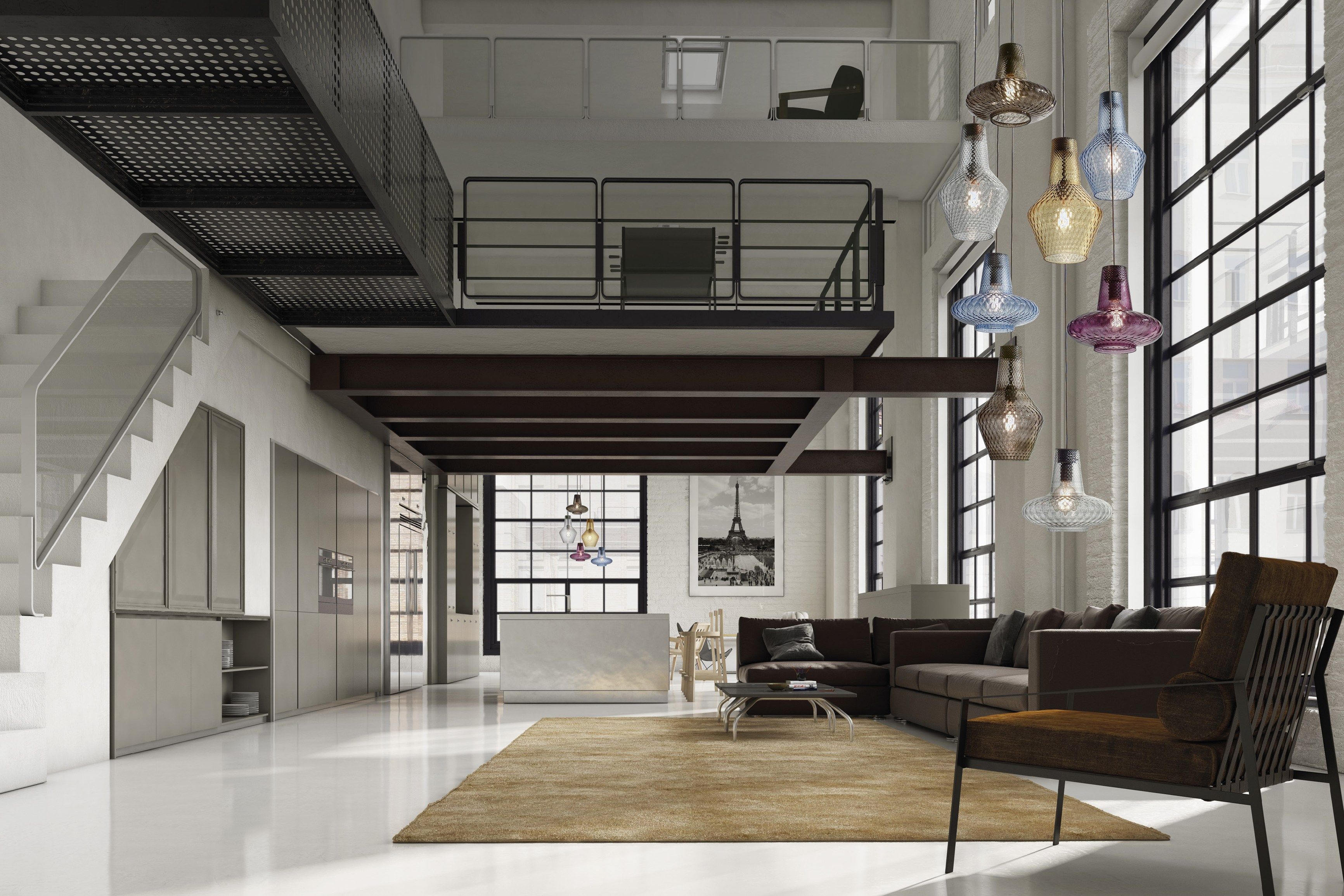 Подвесной светильник из дутого стекла Zafferano Ромео и Джульетта ARCH-00018003 - Вид №4