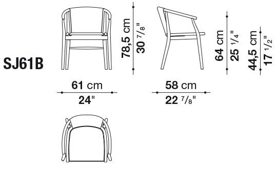 B&B Italia Стул из дерева и кожи с подлокотниками Jens Sj61/sj61b - Вид №3