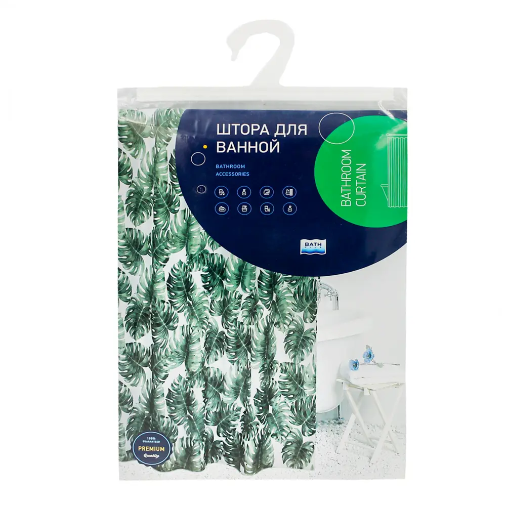 Штора для ванны Bath Plus Jungle Palm 180x200 см полиэстер цвет бело-зелёный CHARME GREEN STLM-2203111 - Вид №4