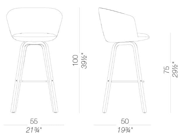 Высокий тканевый стул с подставкой для ног и деревянным основанием Lapalma перчатка ARCH-00038491 - Вид №5