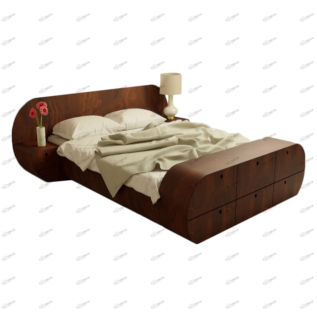 Кровать двуспальная 160х200 с тумбами и комодом коричневая "Цикл" ODINGENIY ЦИКЛ 178340 Коричневый 