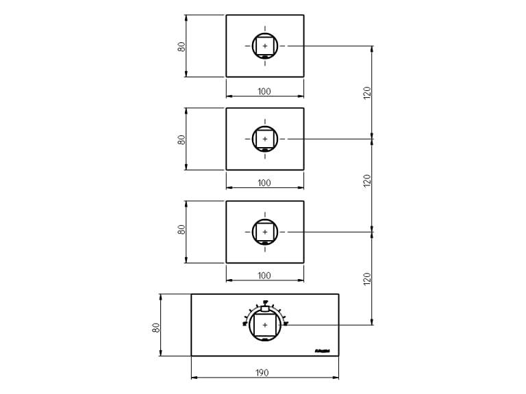 Нержавеющая сталь 4 отверстия термостатический смеситель для душа Rubinetterie Frattini Aline ARCH-00007248