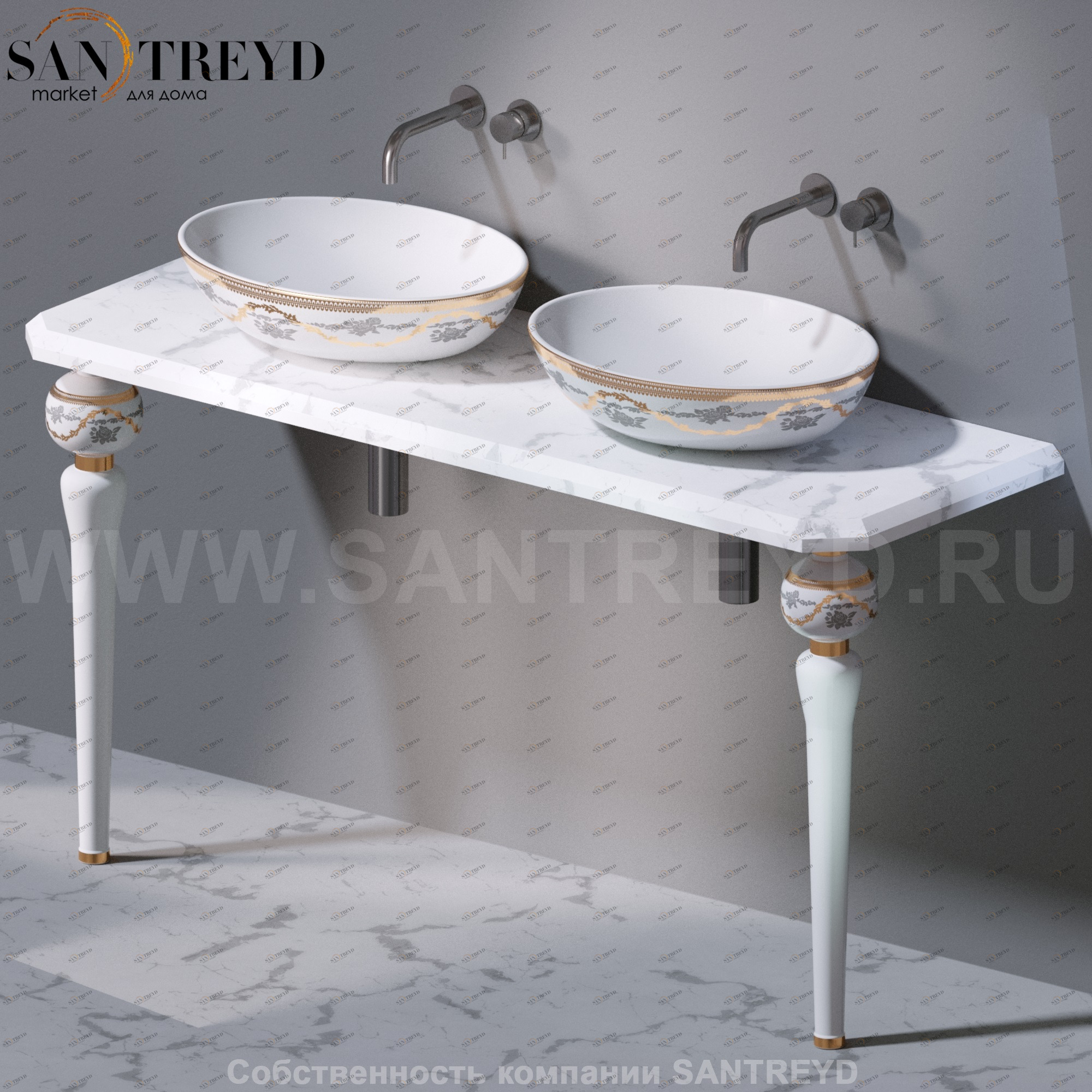 AeT ITALIA Deco Консольный столик с индивидуальными ножками и белой мраморной столешницей C275QB