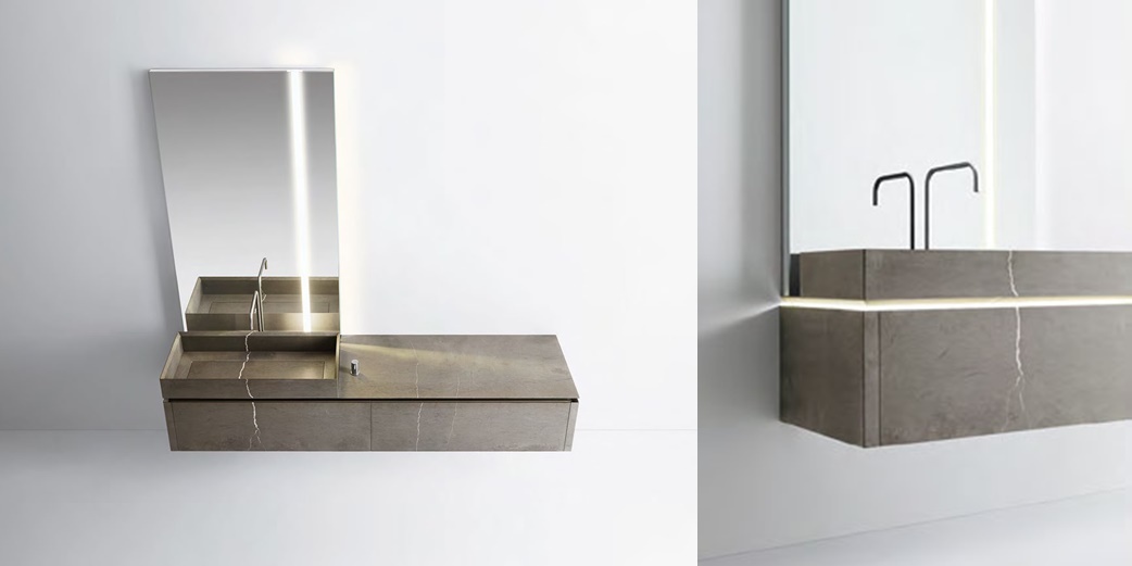 Комбинация ванной комнаты P105 в отделке HEIGHT 90 Marmo Medea MILLDUE PURO PURO105 - Вид №1