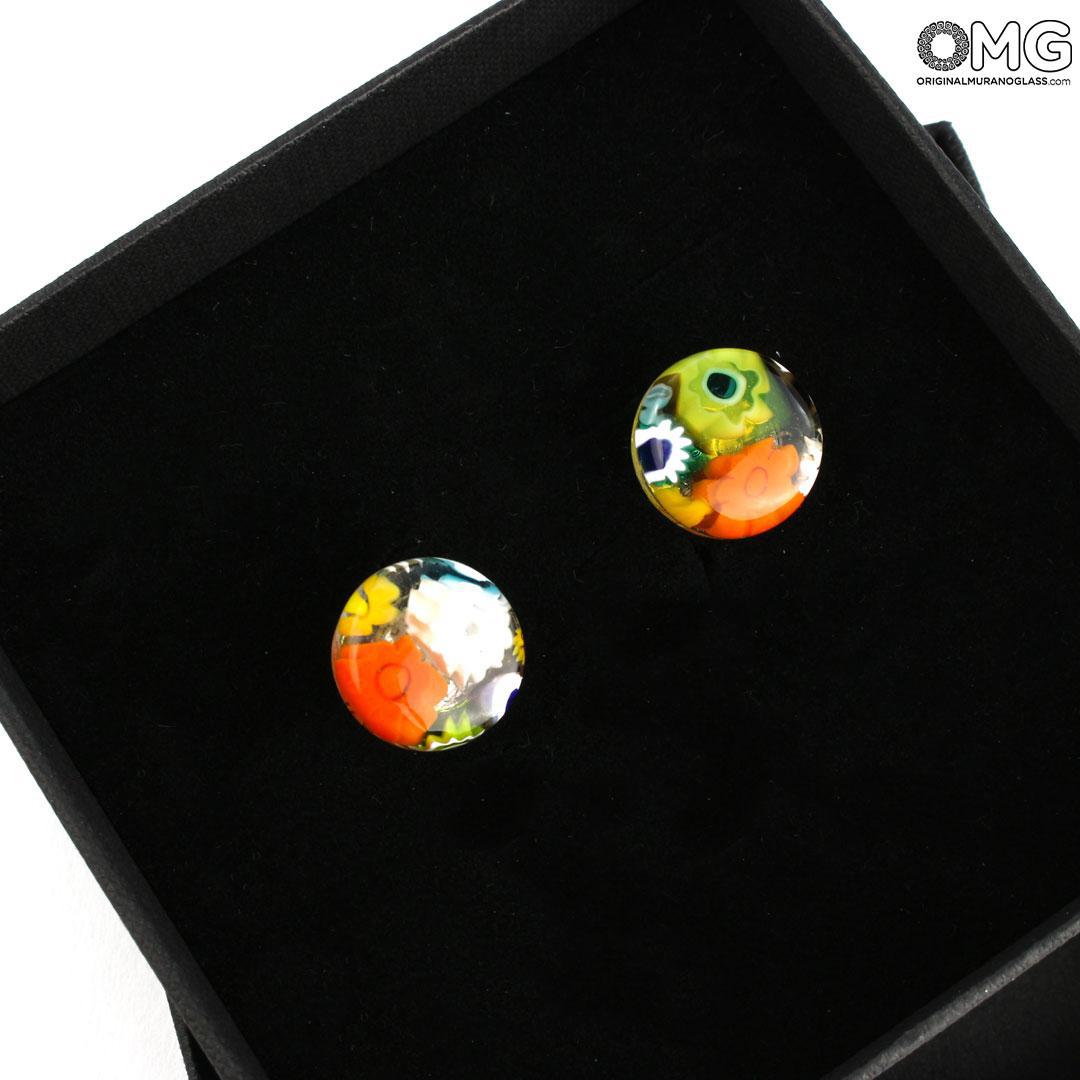 3774 ORIGINALMURANOGLASS Серьги-подвески Миллефиори - муранское стекло - Original Murano Glass OMG 1 см  - Вид №1