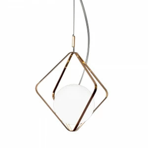 Люстра подвесная с белым плафоном золотистая Frezia Light 120145 FREZIA LIGHT ДИЗАЙНЕРСКИЕ 00-3953657 Белый;золото