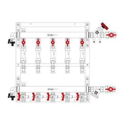 VT.GPM.05S04.L2 Узел этажный для поквартирного учета тепловой энергии Valtec 3/4", 2 вых., ввод слева  - Вид №8