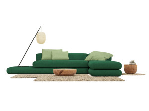 Тканевый диван с полуостровом