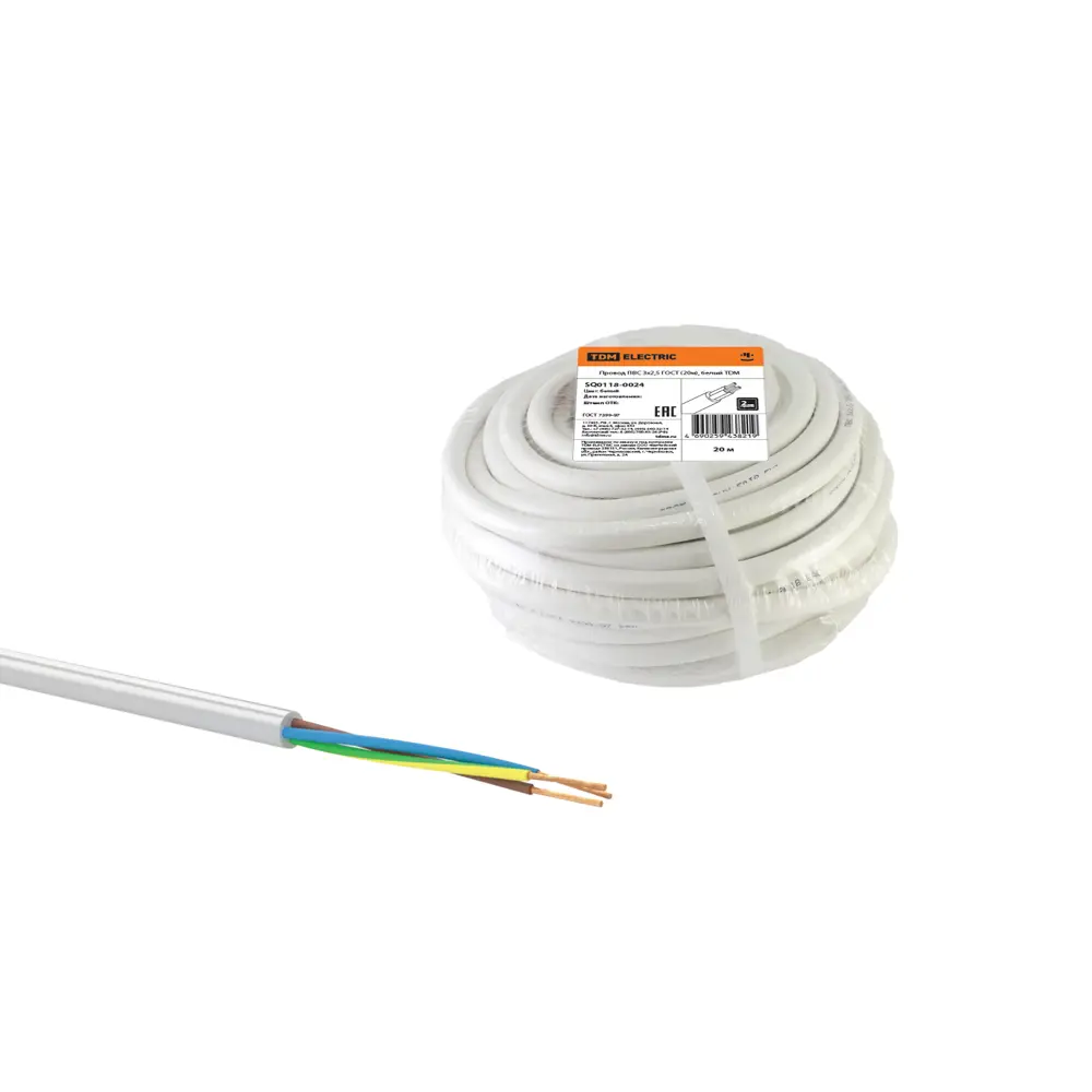 Провод Tdm Electric ПВС 3x2.5 20 м ГОСТ цвет серый STLM-2048660 - Вид №2