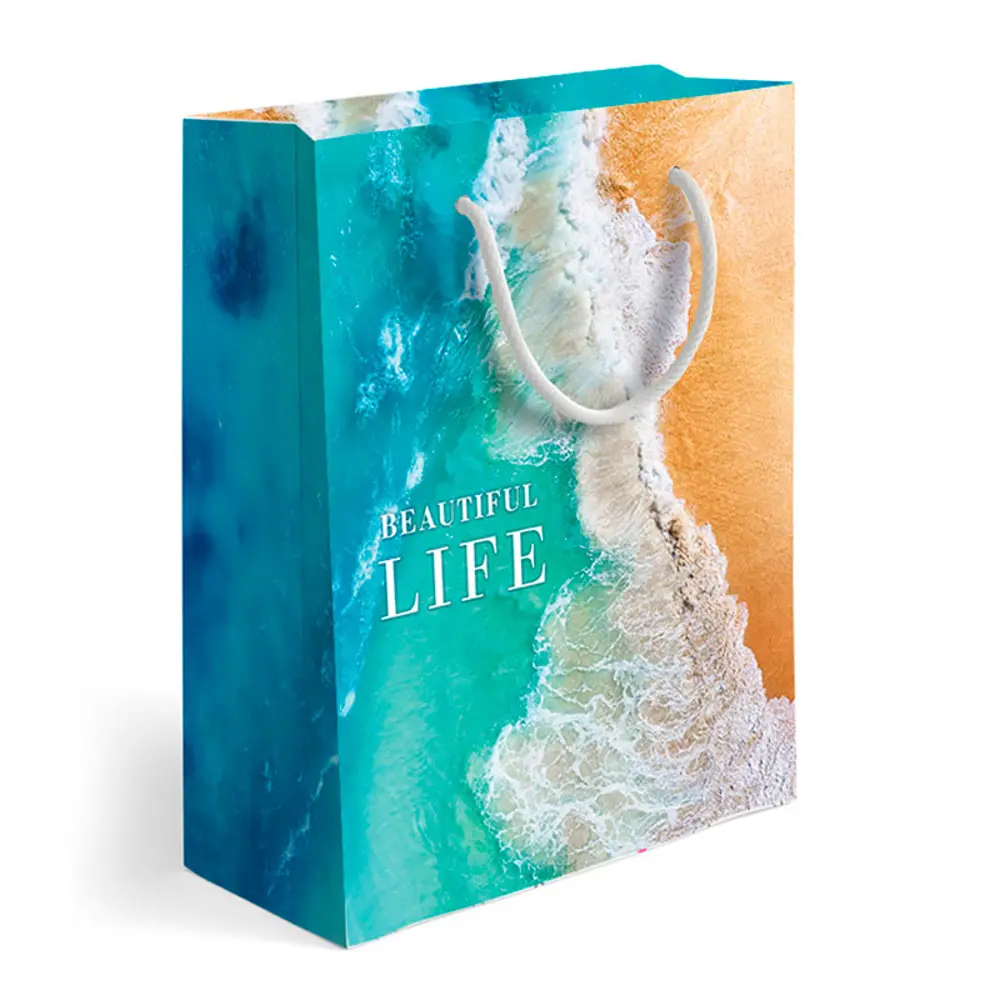 Пакет подарочный Симфония Лазурный берег 22x20x14 см цвет голубой STLM-2181365