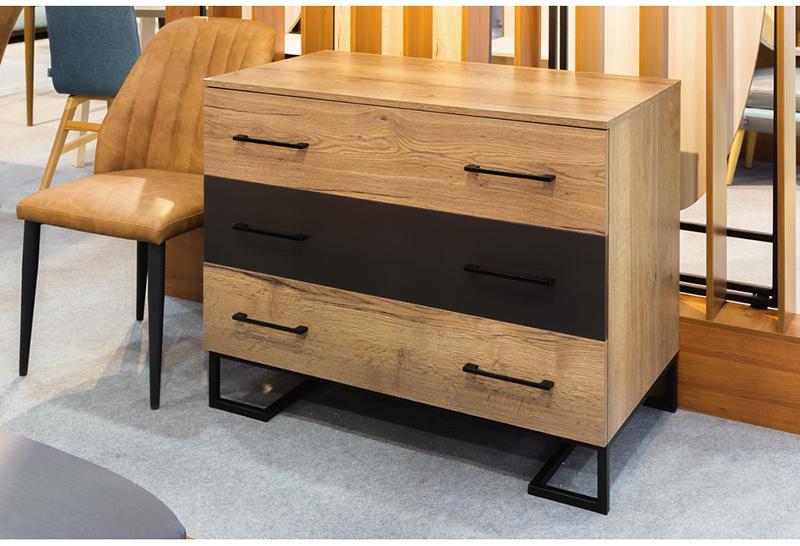 1722 Комод с 3 ящиками Loft Дуб табак/Графит R-HOME 4009295h_Табак - Вид №9