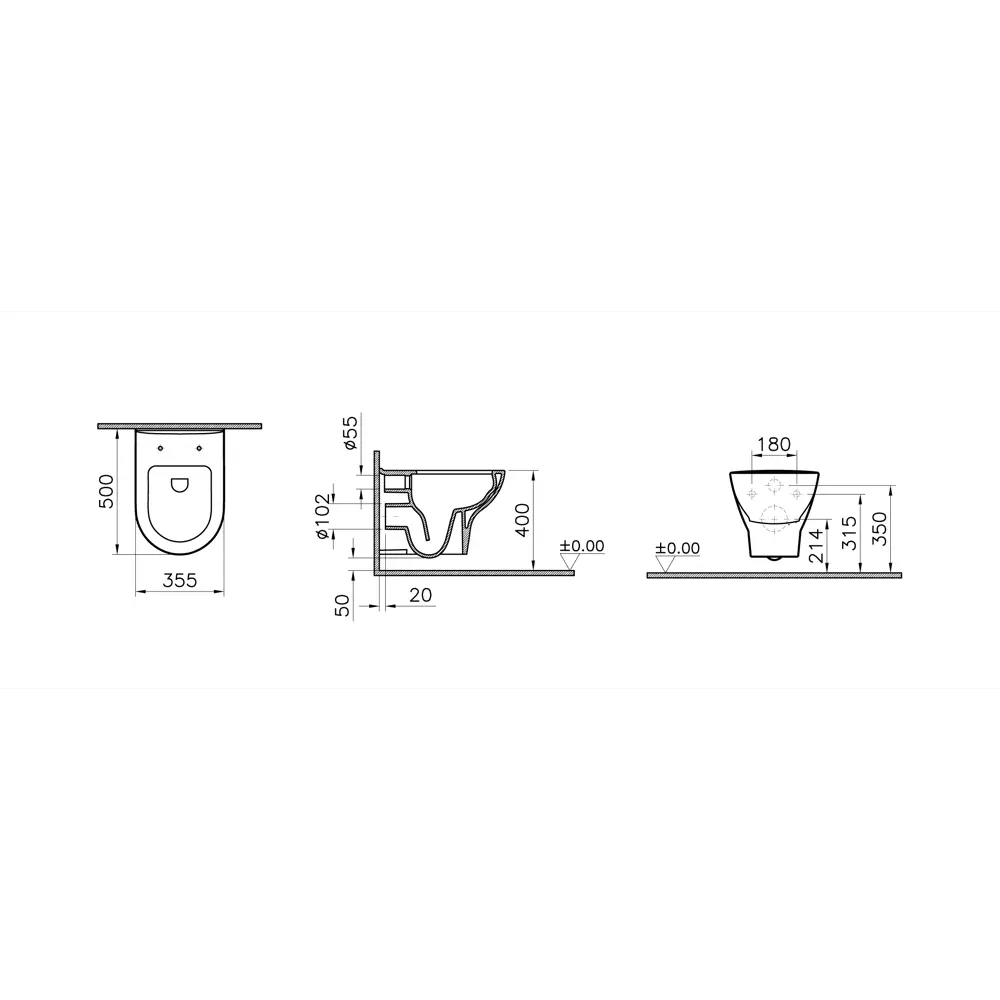 Унитаз безободковый подвесной VitrA Stern горизонтальный выпуск STLM-2179184 - Вид №10