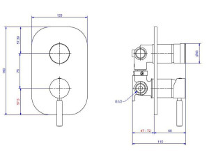 Хромированный латунный смеситель для душа с переключателем