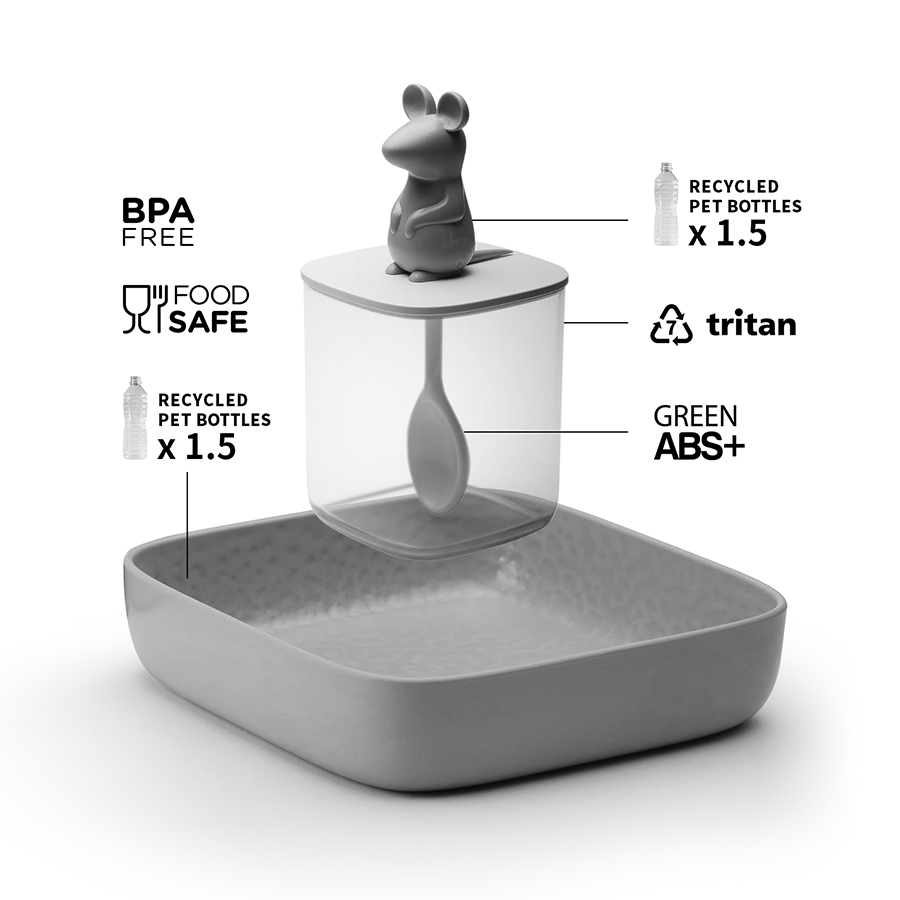 QL10366-CL-GY Набор банок для сыпучих продуктов lucky mouse seasoning, 4 шт Qualy  - Вид №5