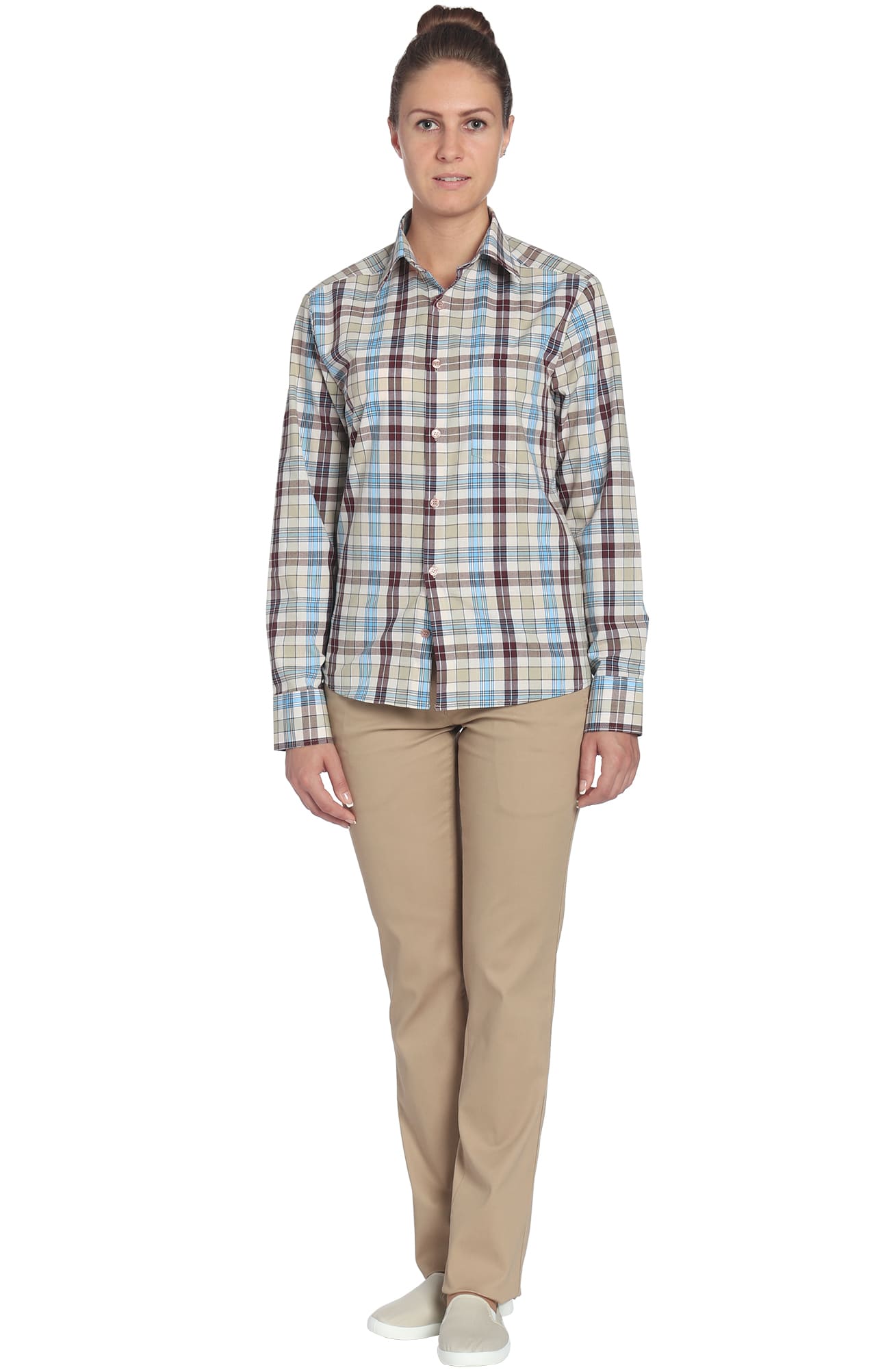 67812 Рубашка в клетку plaid beige (шотландка бежевая) HIPSTER  Толстовки, рубашки, футболки, тенниски  размер 40 (80)  - Вид №1