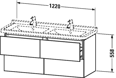 LC626902121 Тумбочка подвесная L-Cube #LC6269 1220 x 469 мм Орех темный декор Duravit - Вид №1