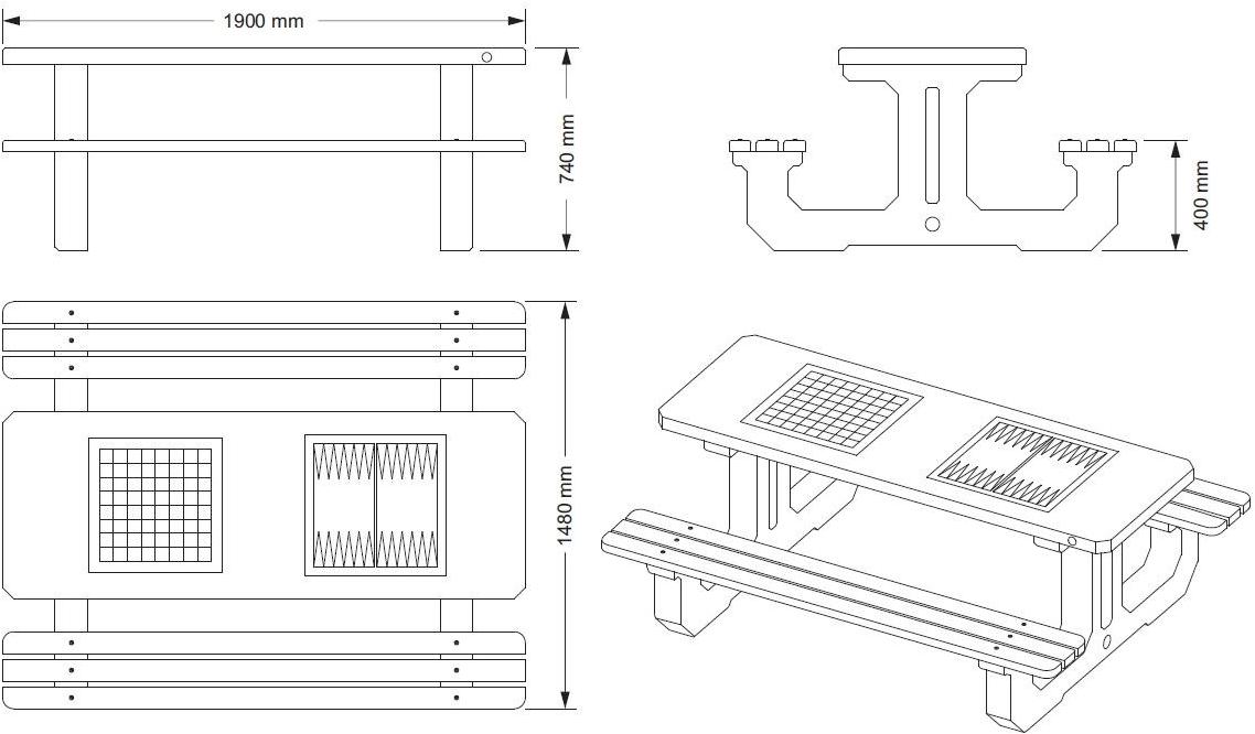 ENCHO ENCHEV - ETE Бетонный стол для общественных мест / игровой стол  221  - Вид №6