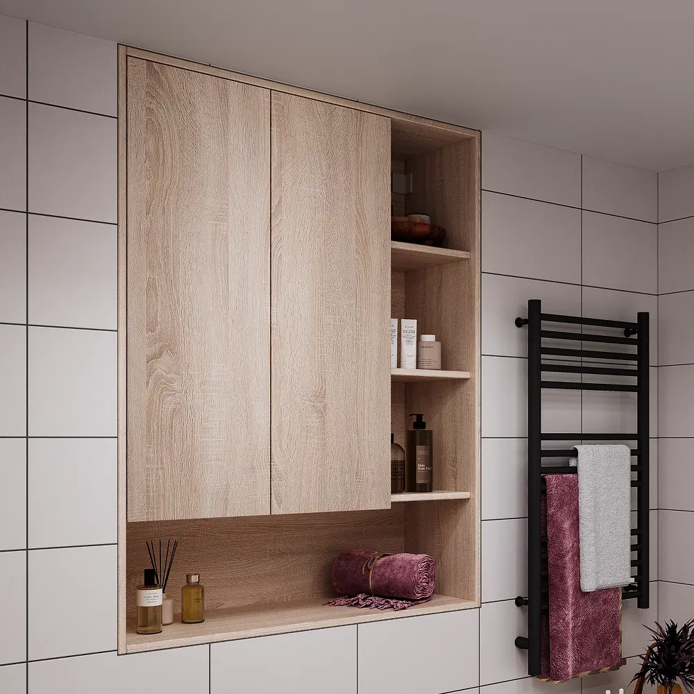 Шкаф для ванной комнаты без зеркала подвесной Vigo Matteo 89.5x116x30 см цвет дуб сонома 89446217 STLM-2138546 - Вид №8