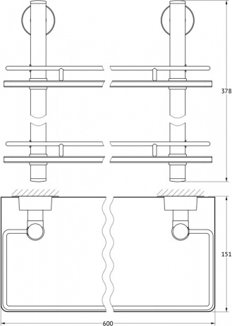 065 Полка с ограничителем 60 см двойная (стекло) NОS FBS Nostalgy - Вид №1