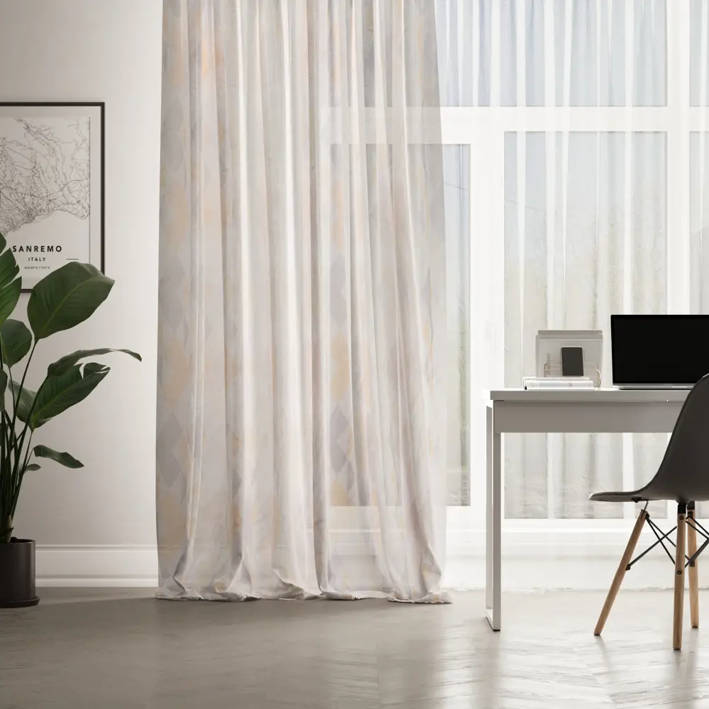 Тюль на ленте Inspire Mukkonam 250x280 см цвет серо-желтый STLM-2170509