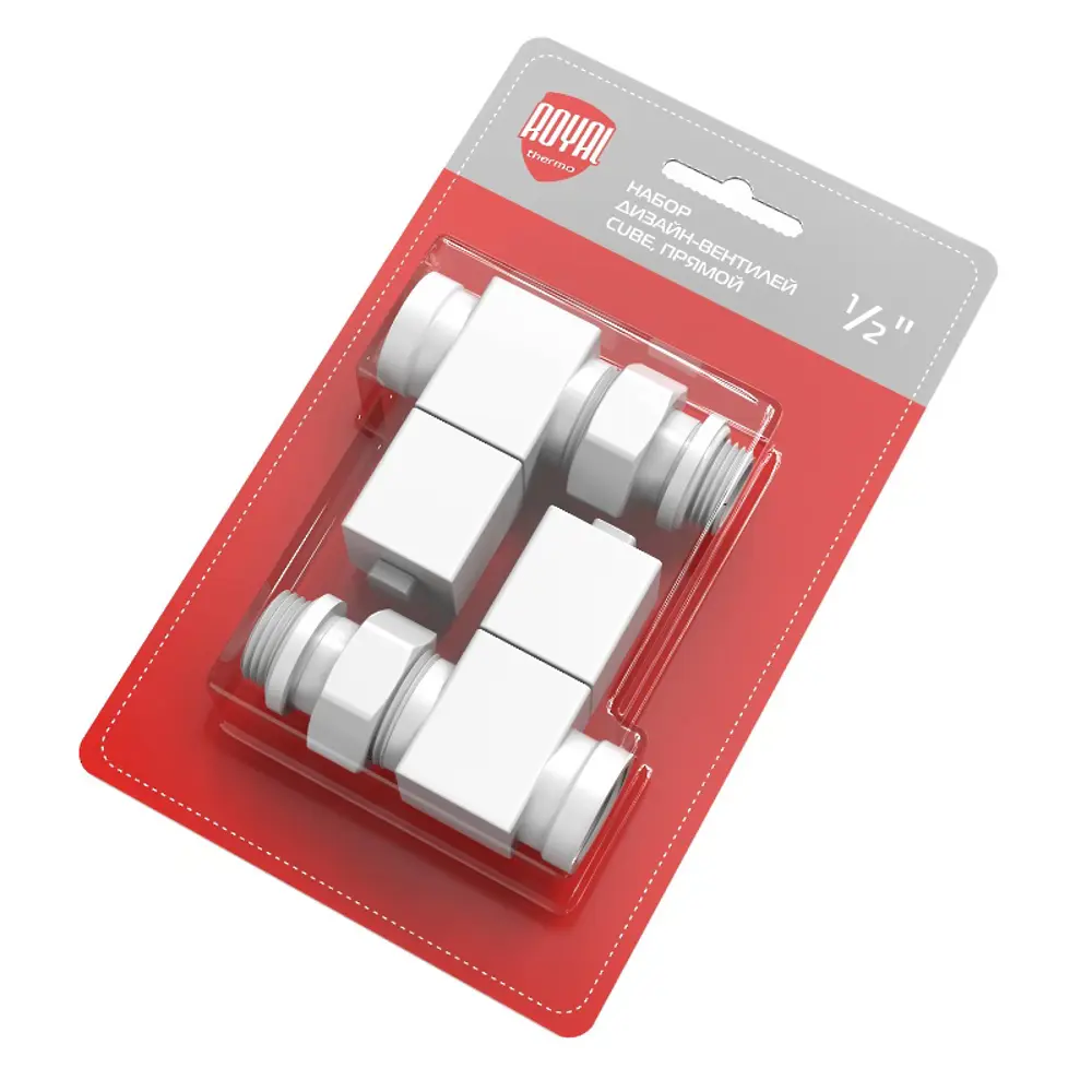 Набор вентилей для радиатора Royal Thermo Cube 1/2" прямой цвет белый STLM-2129036
