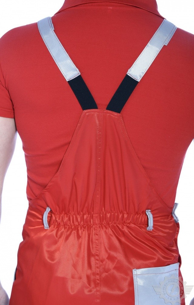 61488 Полукомбинезон "Мастер" красный-светло-серый  Летняя спецодежда  размер 60-62/182-188  - Вид №8