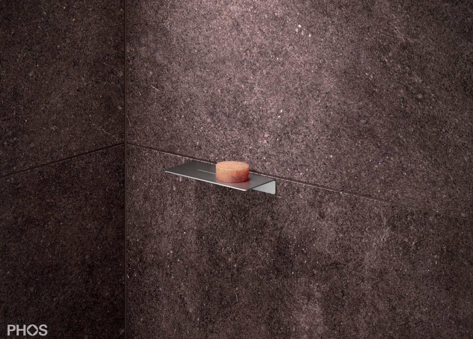 DA170 Полка для душа с резьбой, длина 17 x глубина 8 см, шлифованная вручную PHOS  - Вид №3