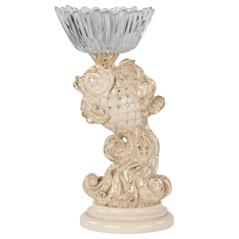 52019 BOGACHO Фруктовница-конфетница Заветное желание Айвори мрамор / стекло  - Вид №1