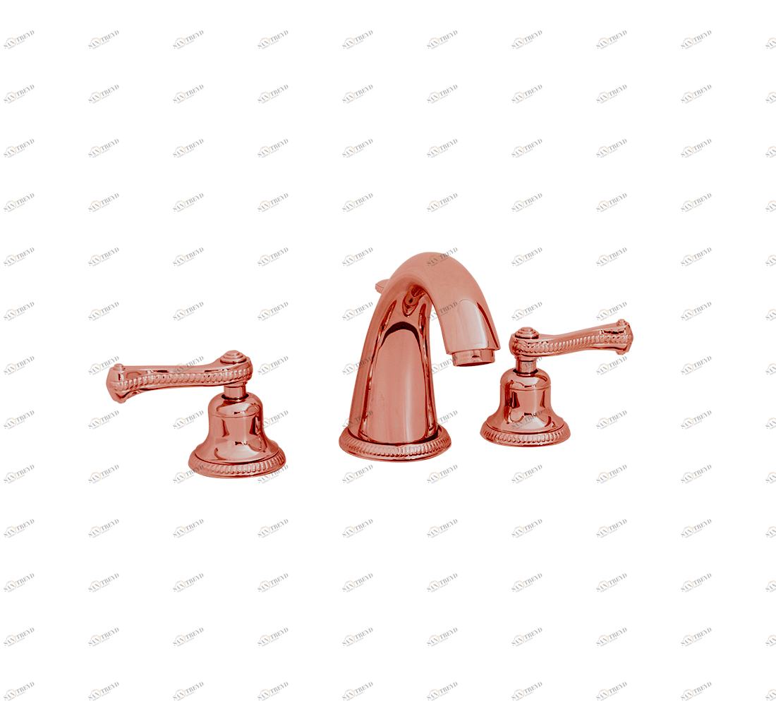 Gentry Home Смеситель для умывальника на три отверстия с выдвижным краном Tiffany Медь GH102082