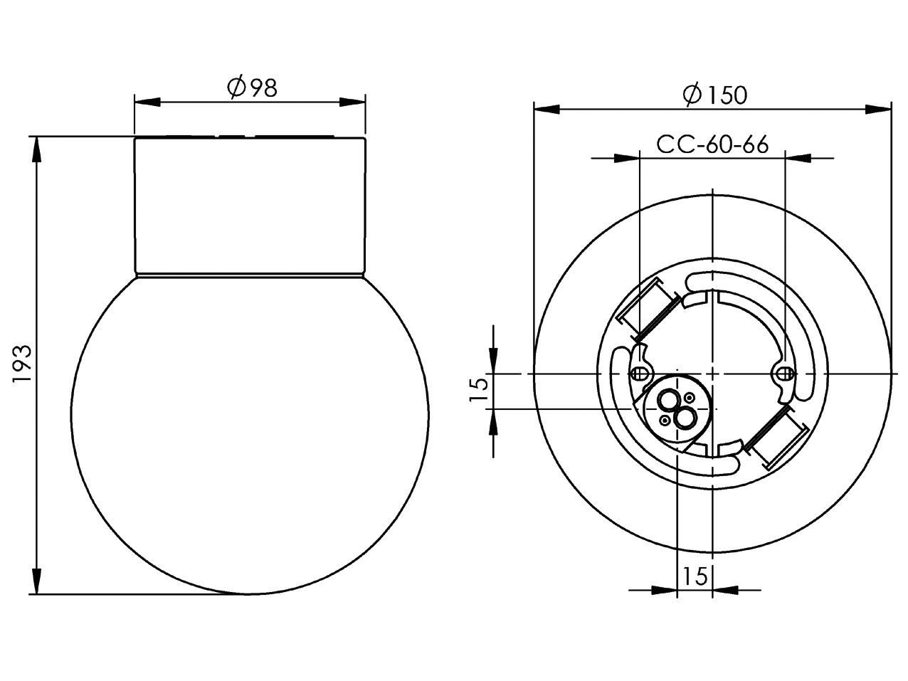 Настенный светильник / потолочный светильник из матового стекла и фарфора Ifö Electric Classic Globe ARCH-00148936 - Вид №10