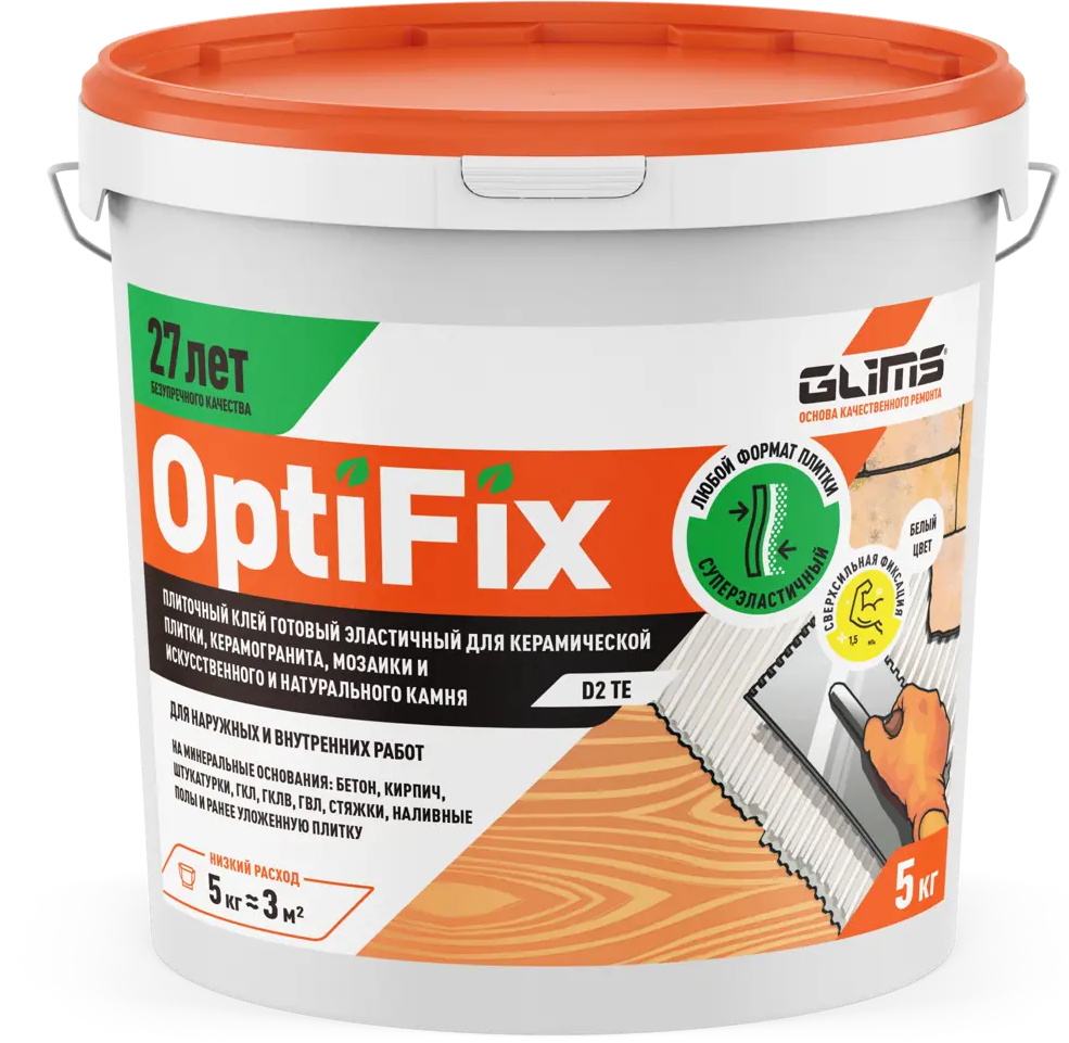 89887947 Клей для камня и плитки готовый Glims OptiFix 5 кг STLM-0080115