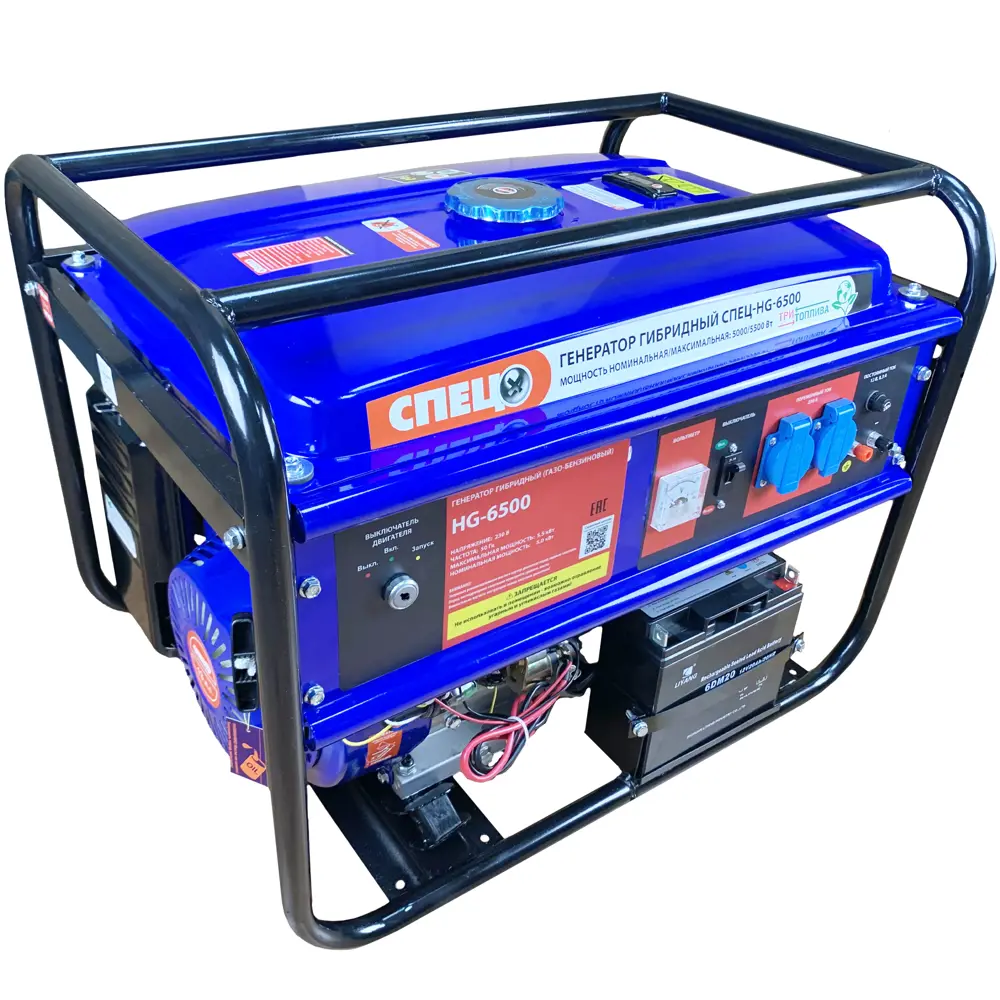 Гибридный генератор СПЕЦ HG-6500: бензин и газ, 5.5 кВт 18110013 STLM-0009475 - Вид №4