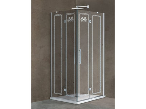 Угловая душевая кабина из хрусталя с распашной дверью